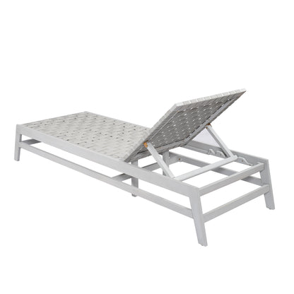 Rionaris Outdoor Acacia Wood Rope Chaise Lounge Adjustable 4-Position Recliner