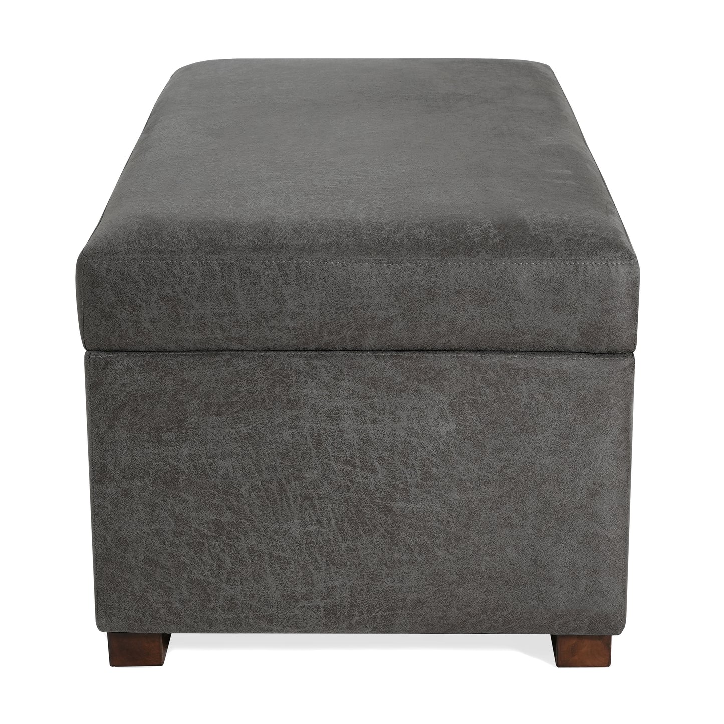 Hopehorizon Rectangle Chenile Solid Wood Storage Ottoman Chenille