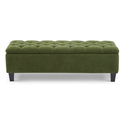 HaChe Ottoman Bench with Storage,Boucle Surface, Rubber Wood Legs, 300 lbs Capacity