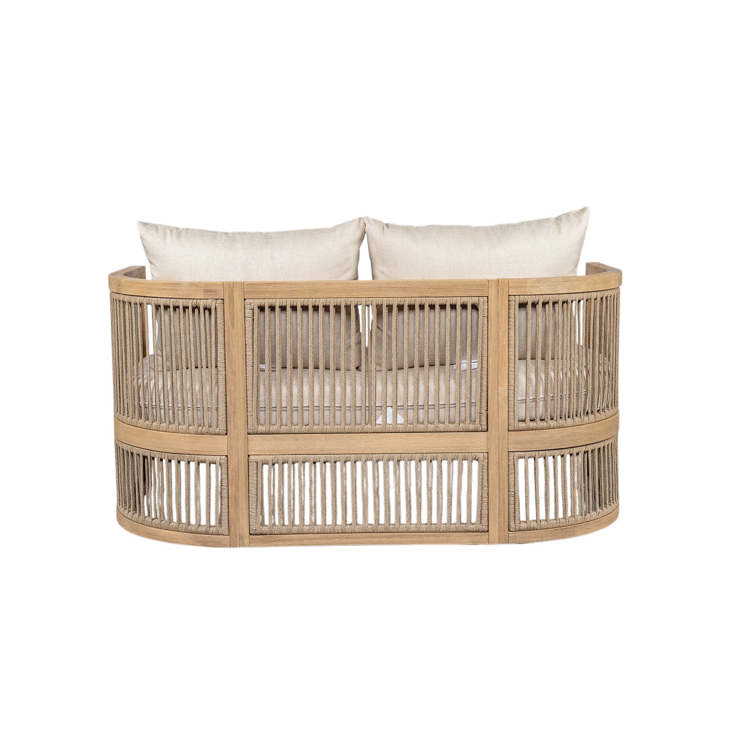 Maelrik 54.4'' Outdoor Acacia Wood Loveseat with Cushions