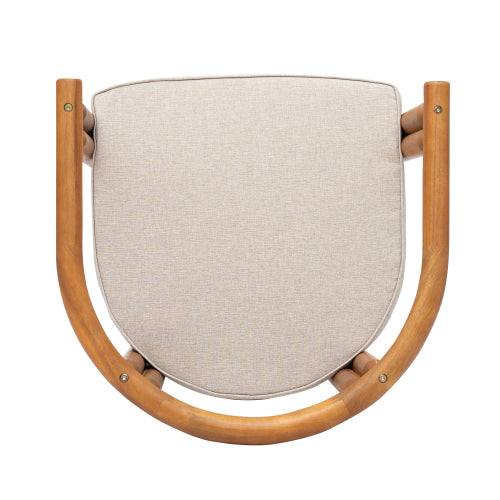 Cavar Acacia Wood Armrest Dining Chair, Teak Finish with Beige Cushion, Set of 2