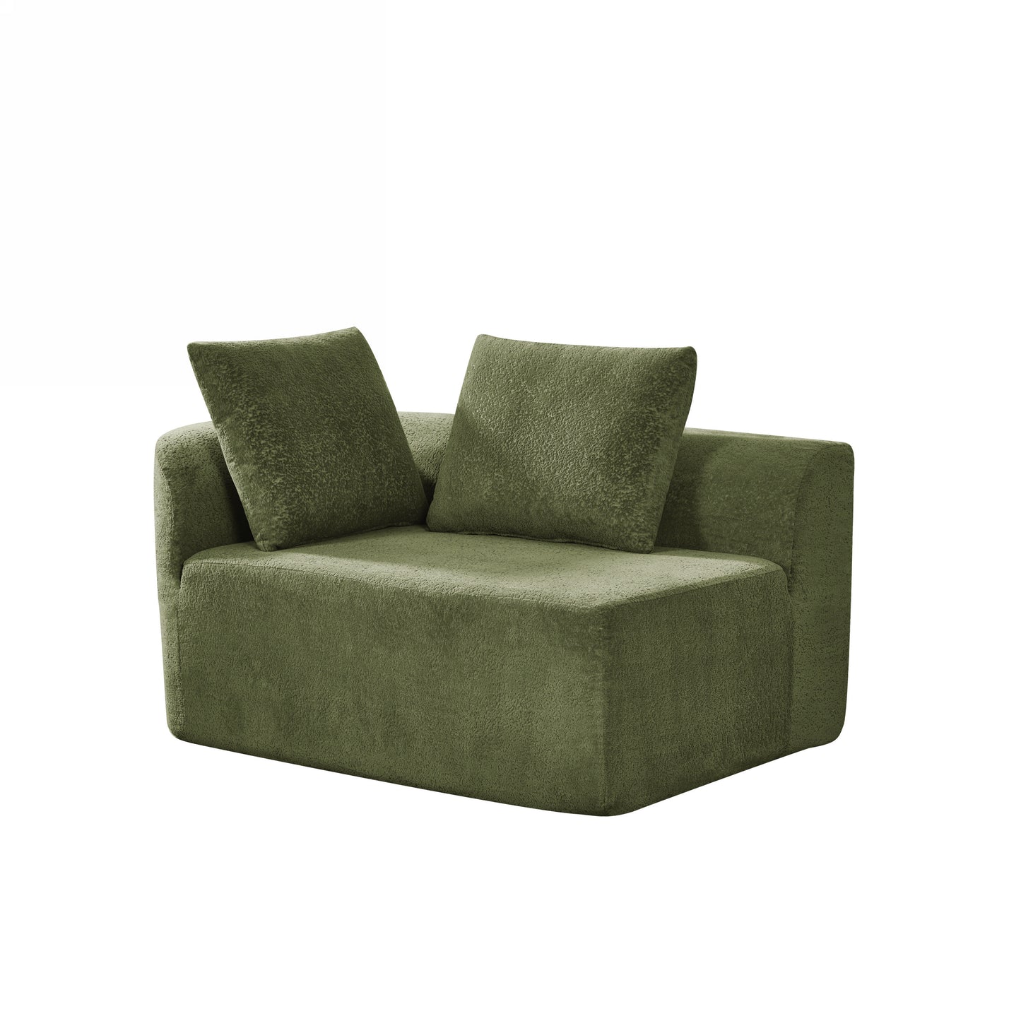 Orellar 116" Modern Curved Sectional Sofa with High-Density Fully Compressed Sponge and Chaise Lounge, Pearl Upholstery