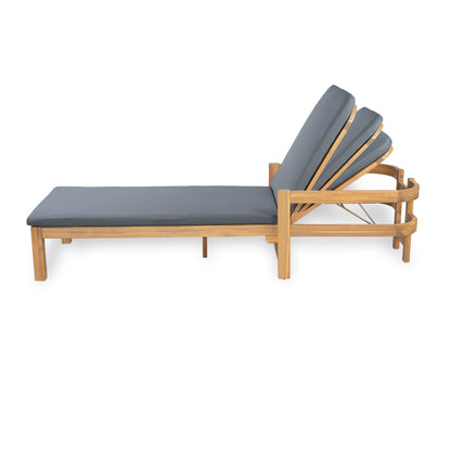 Calora Acacia Outdoor Modern Wood Chaise Lounge Chairs for Patio or Poolside