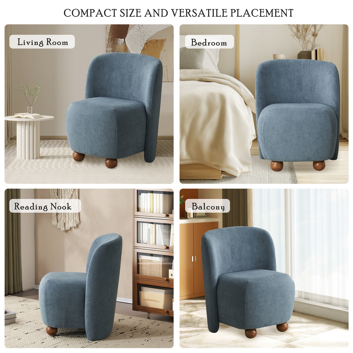 Sallia Ultra-Soft Modern Low-Back Armless Accent Chair, Multiple Color