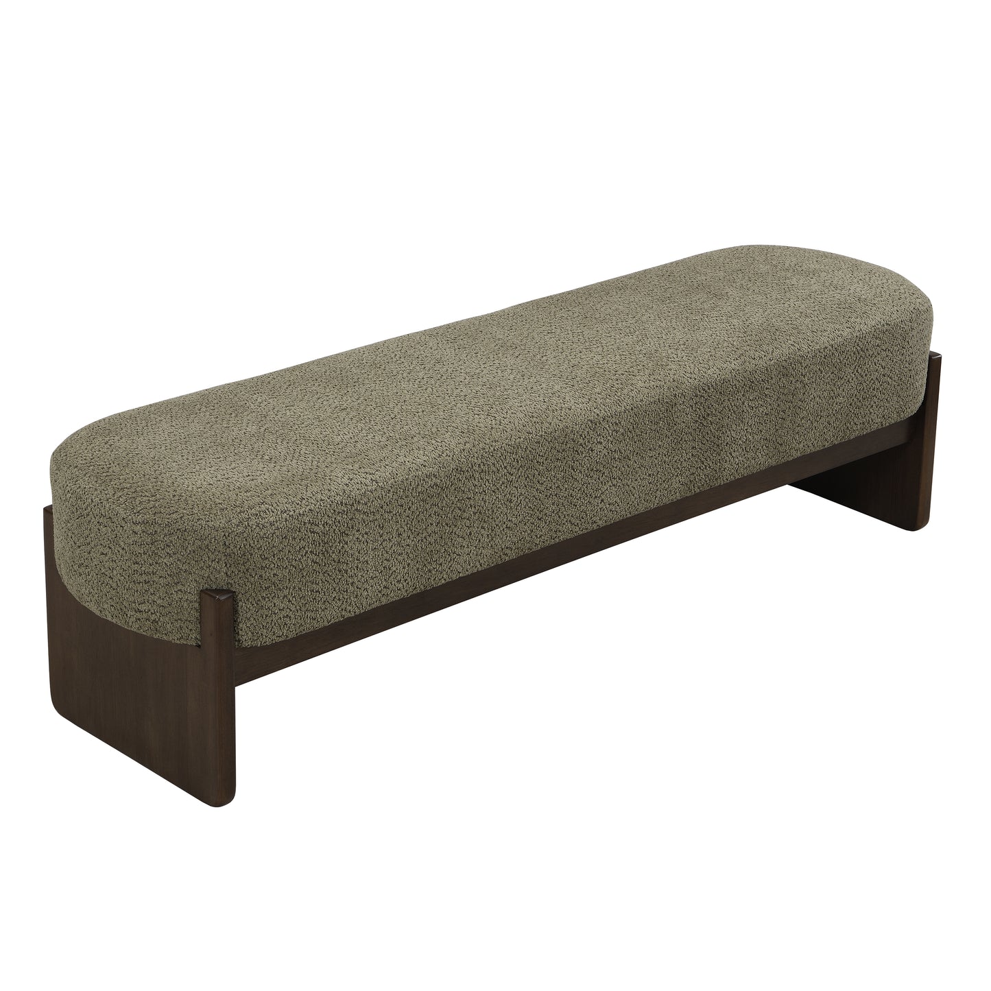 Sorena Modern Upholstered Loop Yarn Ottoman, Solid Wood