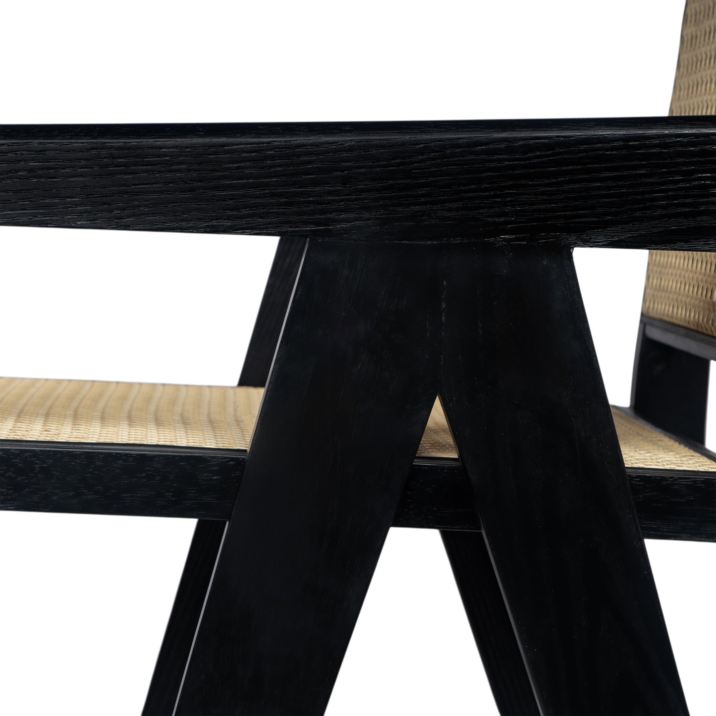 Lomiare Modern Minimalist Bar Stool with Cane Seat, Solid Wood Frame