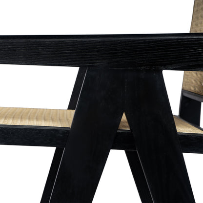 Lomiare Modern Minimalist Bar Stool with Cane Seat, Solid Wood Frame