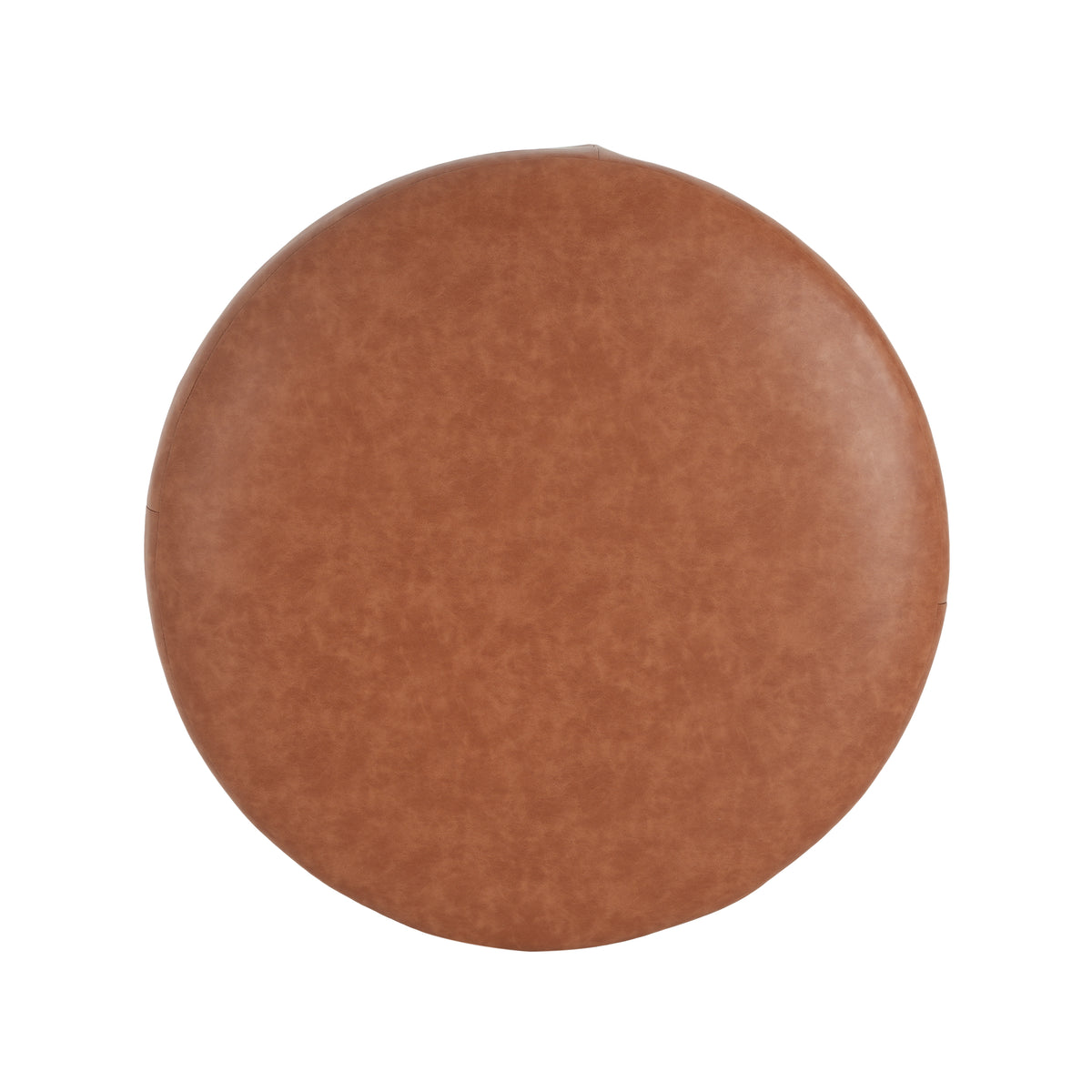 Placidity GAVI PU Leather Ottoman Foot Stool, 30" Pouf Footstool Ottoman Seat, Upholstered Foot Chair, Round Footrest, Modern Side Table for Living Room Bedroom Home Decor, Cognac Brown