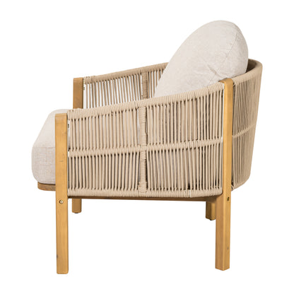 Ylaenor Outdoor Wood Club Chair, with Cushion