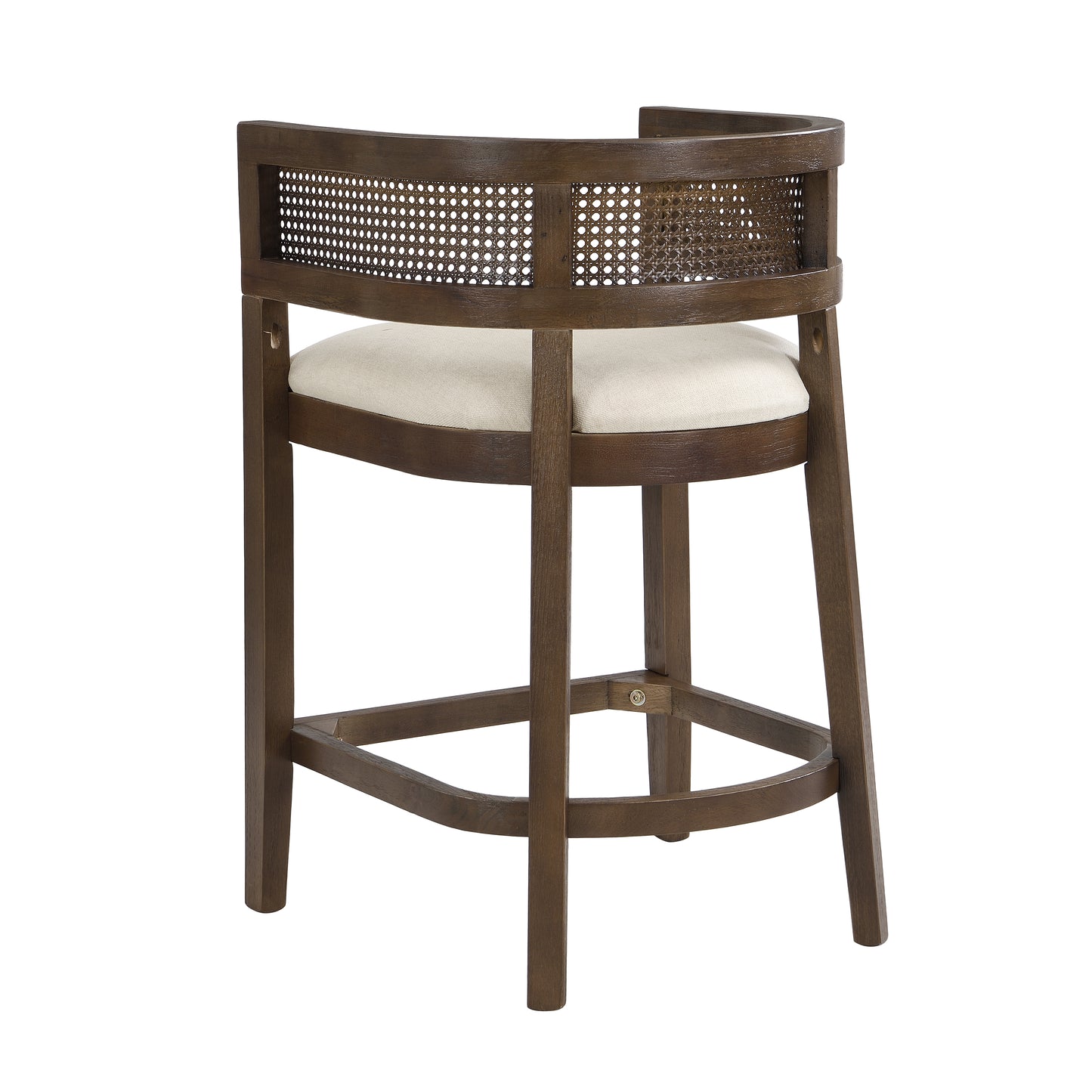 Isidore Wood And Rattan Upholstered Arm Counter Stools,Set of 2