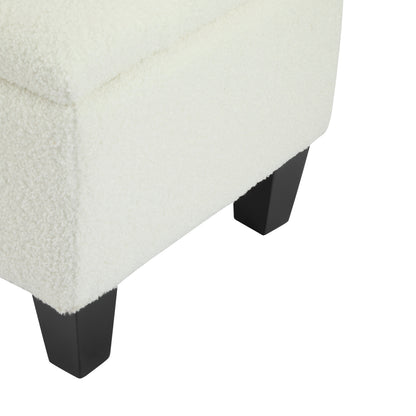 HaChe Ottoman Bench with Storage,Boucle Surface, Rubber Wood Legs, 300 lbs Capacity