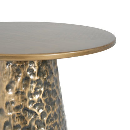 Meedom Indoor Accent Side Table Retro Metal Table with Hand-hammered Texture