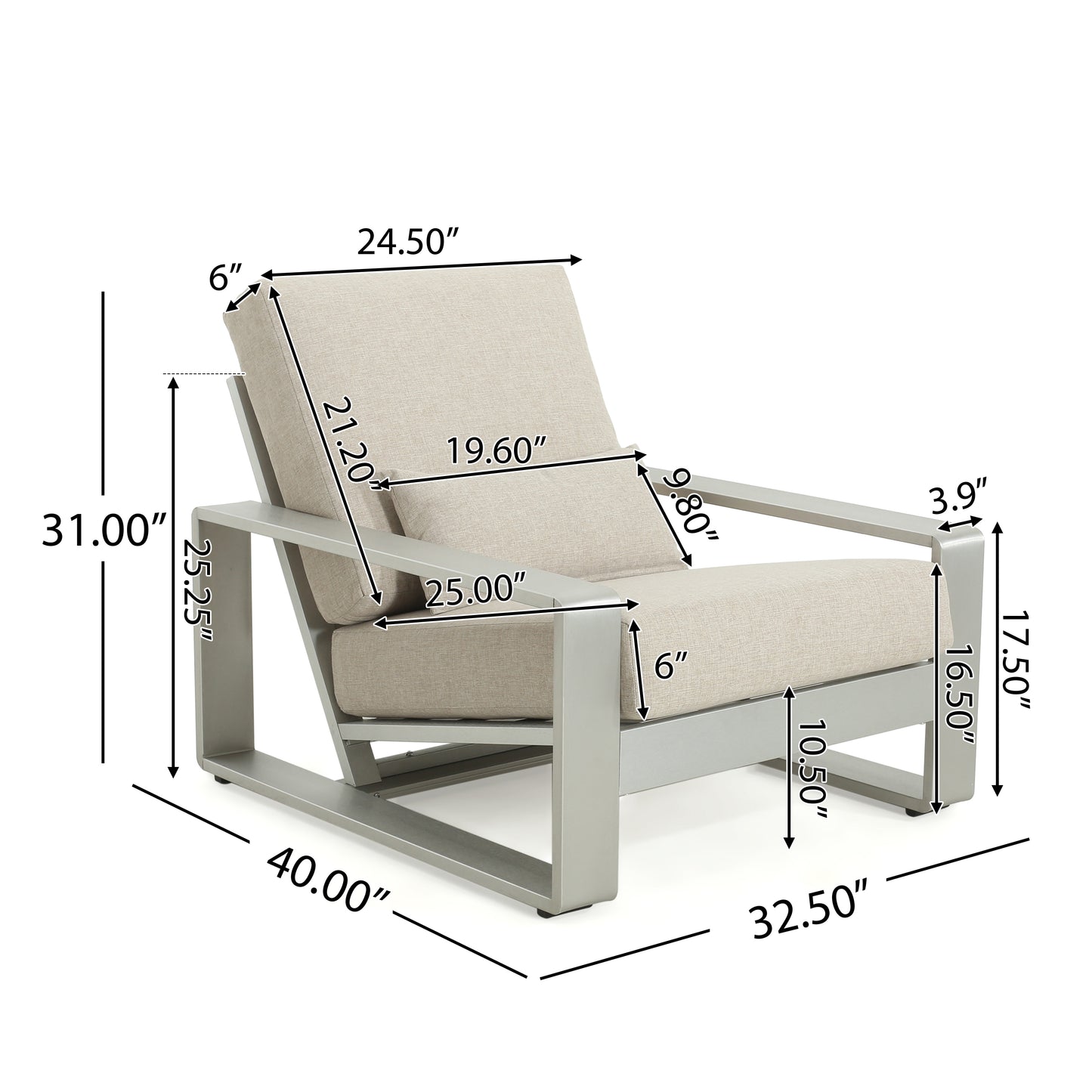 Plata Aluminum Outdoor Lounge & Leisure Chair