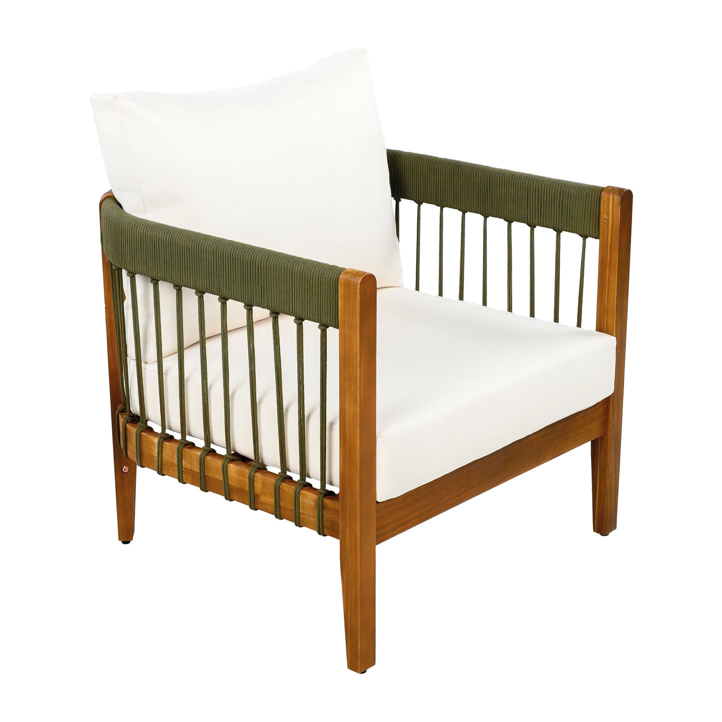 Tavithalae Acacia Wood Outdoor Club Chair with Water-Resistant  Cushions