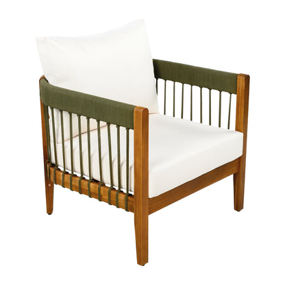 Tavithalae Acacia Wood Outdoor Club Chair with Water-Resistant  Cushions