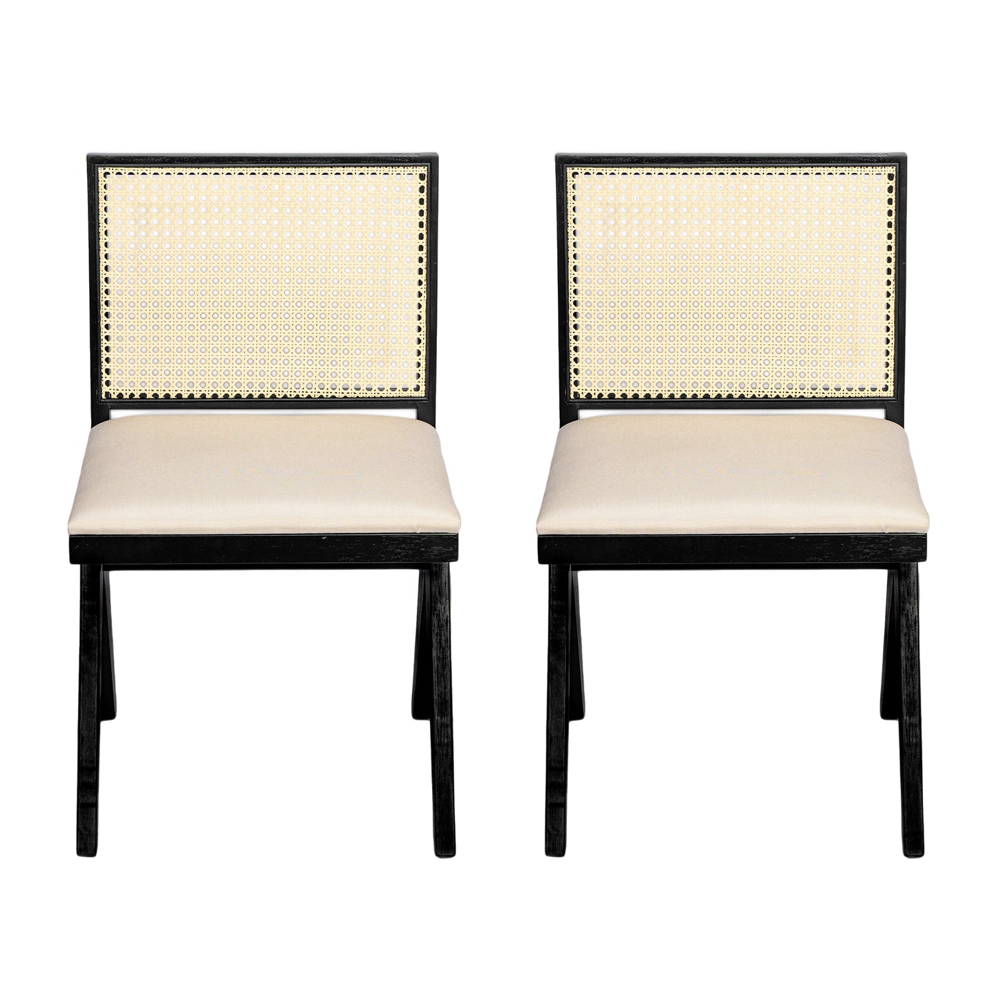 Chandian Dining Room Chairs, Cane Upholstered Kitchen Chairs Side Chairs With Cushion,Set of 2