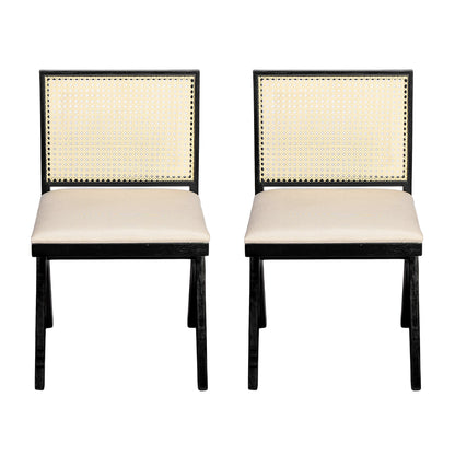 Chandian Dining Room Chairs, Cane Upholstered Kitchen Chairs Side Chairs With Cushion,Set of 2
