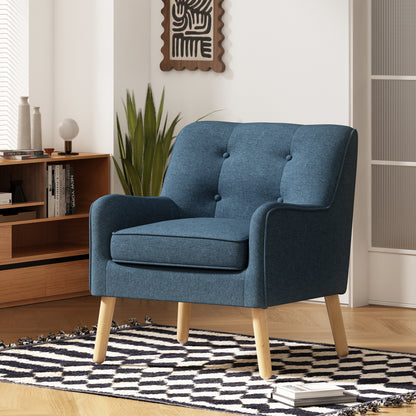Tapara Mid-Century Modern Armchair - Tufted Fabric Accent Chair.