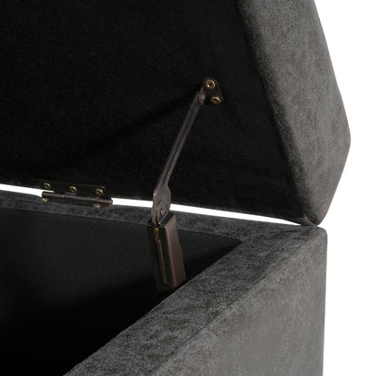 Hopehorizon Rectangle Chenile Solid Wood Storage Ottoman Chenille