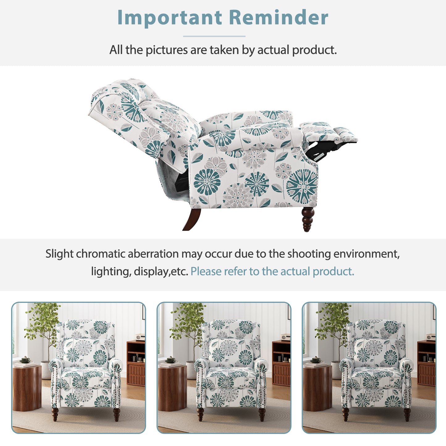 Marlowe Push Back Recliner Chair Upholstered Recliner Armchair