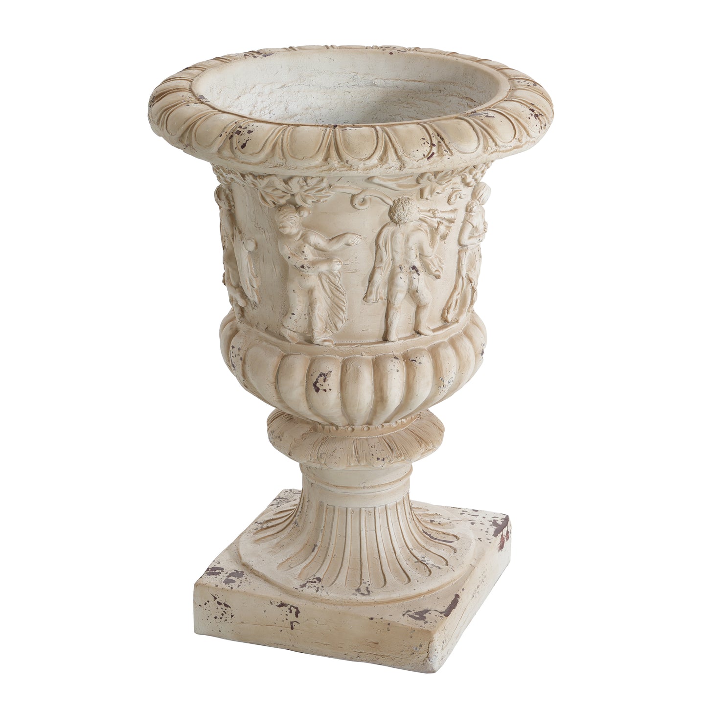 Caldrithar MGO Garden Artistic relief Urn, Antique White, 27'' H