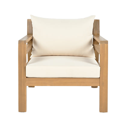 Crager Outdoor Acacia Wood Club Chair, Armchair with Cushions