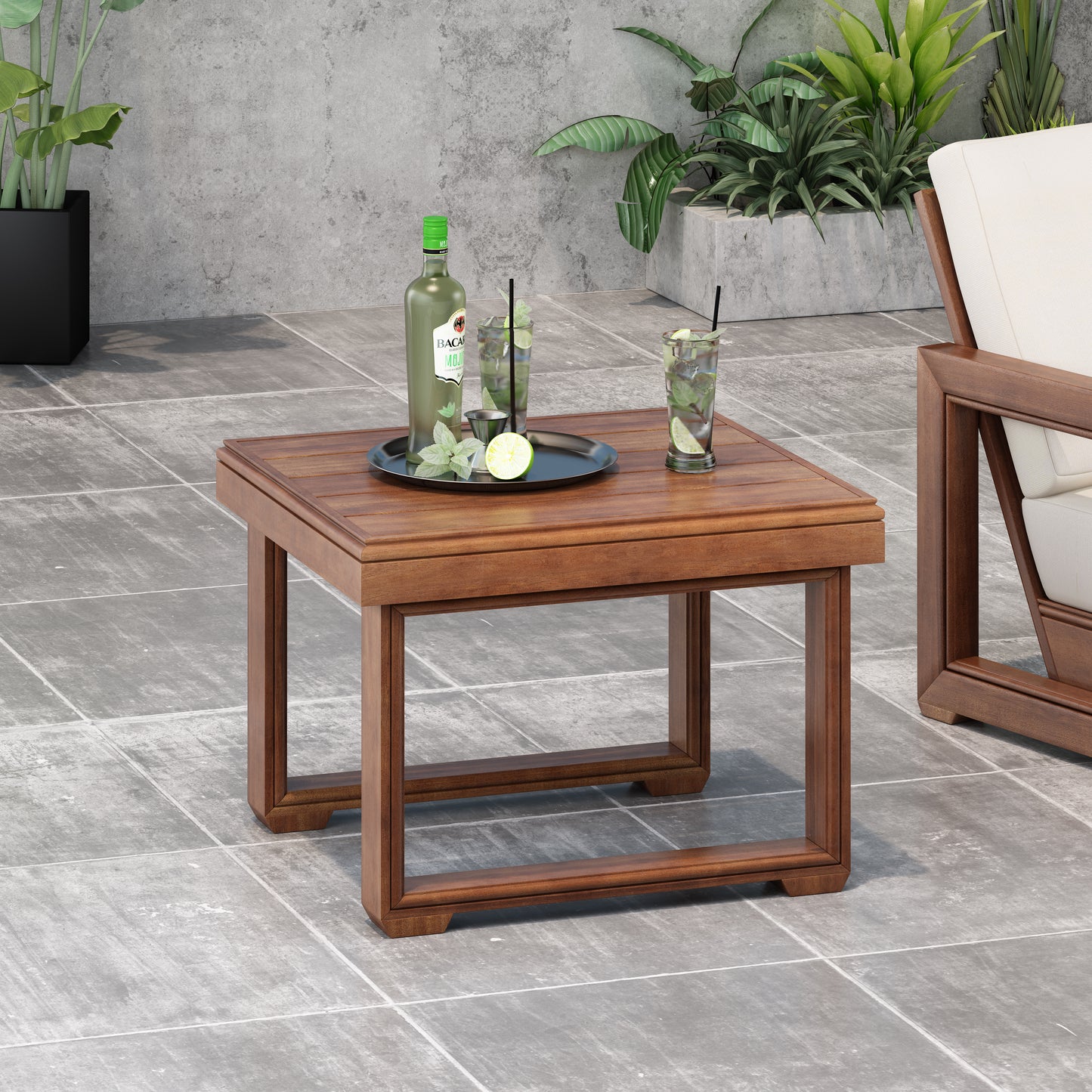 Andrae Outdoor Acacia Wood Side Table