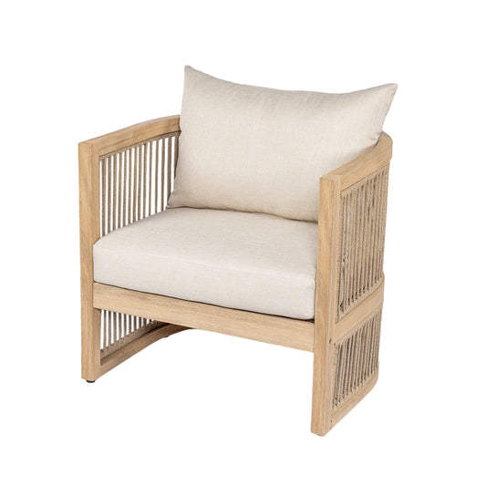 Maelrik Outdoor Acacia Wood Patio Chair with Cushions