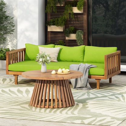 Xenath Outdoor Patio Furnitre Sets 3 Pieces,3 Seater Daybed + Acacia Wood Table