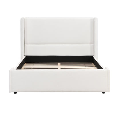 Arcadien Elegant White Fabric Upholstered Bed