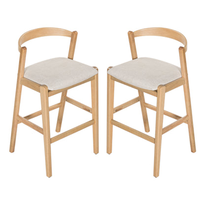 Balman Indoor Rubberwood Barstool,Beige Upholstery, Set of 2