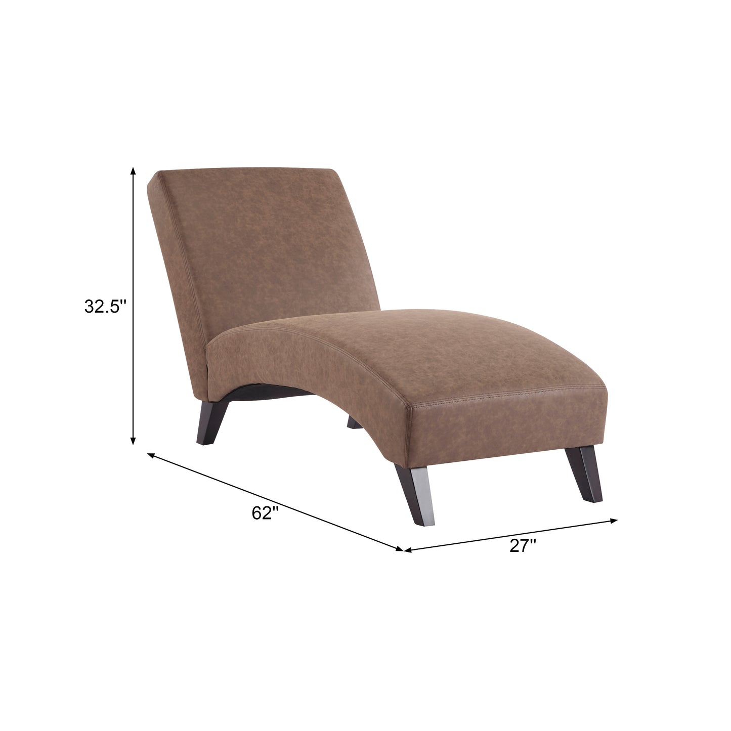 Finlal Modern PU Leather Chaise Lounge, Ergonomic Curved Indoor Lounger