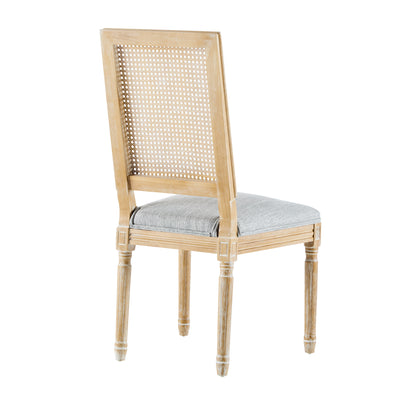 Dagoal French Country Dining Chairs - Elegant Cane Backrest & Upholstered Seats,Set of 2