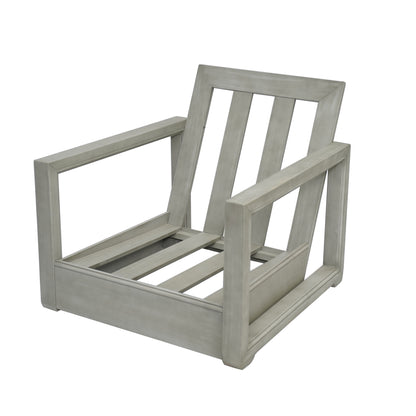 Andrae Outdoor Acacia Wood Club Chair with Cushion for Patio, Garden, Balcony