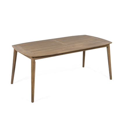 Junosila 7-Piece Acacia Wood Outdoor Dining Set - 70.75" Table & 6 Chairs with Cushions