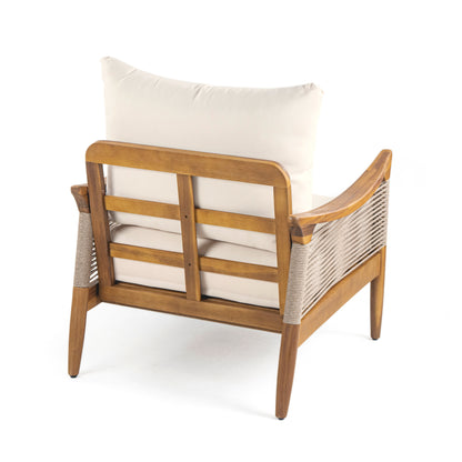 Brsing Outdoor Acacia Wood Patio Club Chair With Cushion