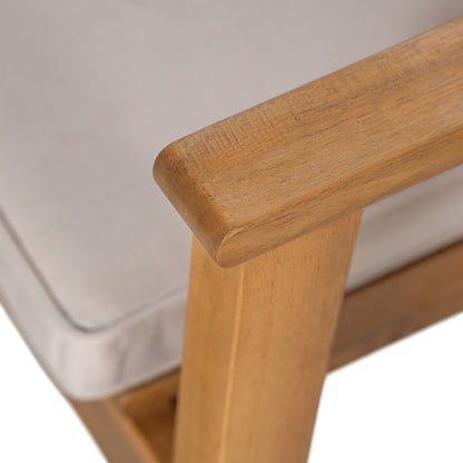 Somasilen 5-Piece Acacia Wood Outdoor Dining Set, Patio Table & Chairs with Cushions, Slatted Tabletop