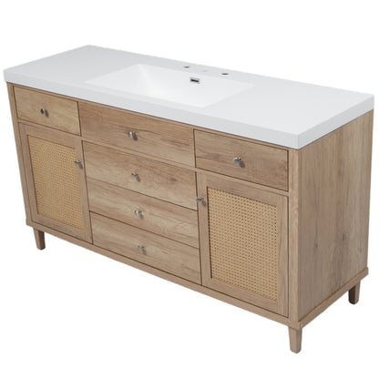 GuGuga 60" Bathroom Vanity with SMC Sink, Modern Large Storage Bathroom Storage Cabinet