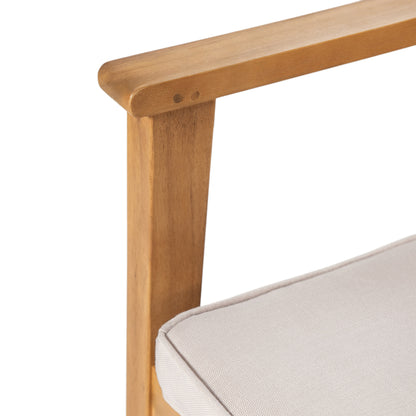 Somasilen 5-Piece Acacia Wood Outdoor Dining Set, Patio Table & Chairs with Cushions, Slatted Tabletop