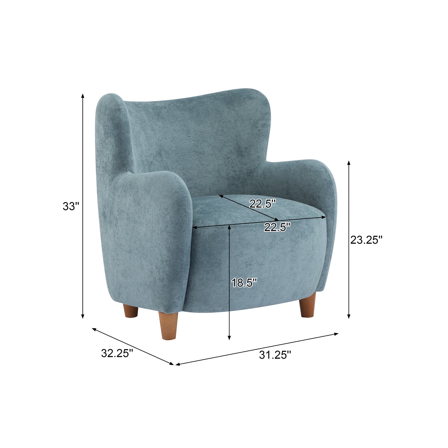 Zoe Fabric Wingback Accent Chairs Single Sofa