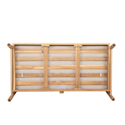 Amonier Outdoor Acacia Wood Chat Set,Loveseat & Coffee Table & 2 Club Chairs