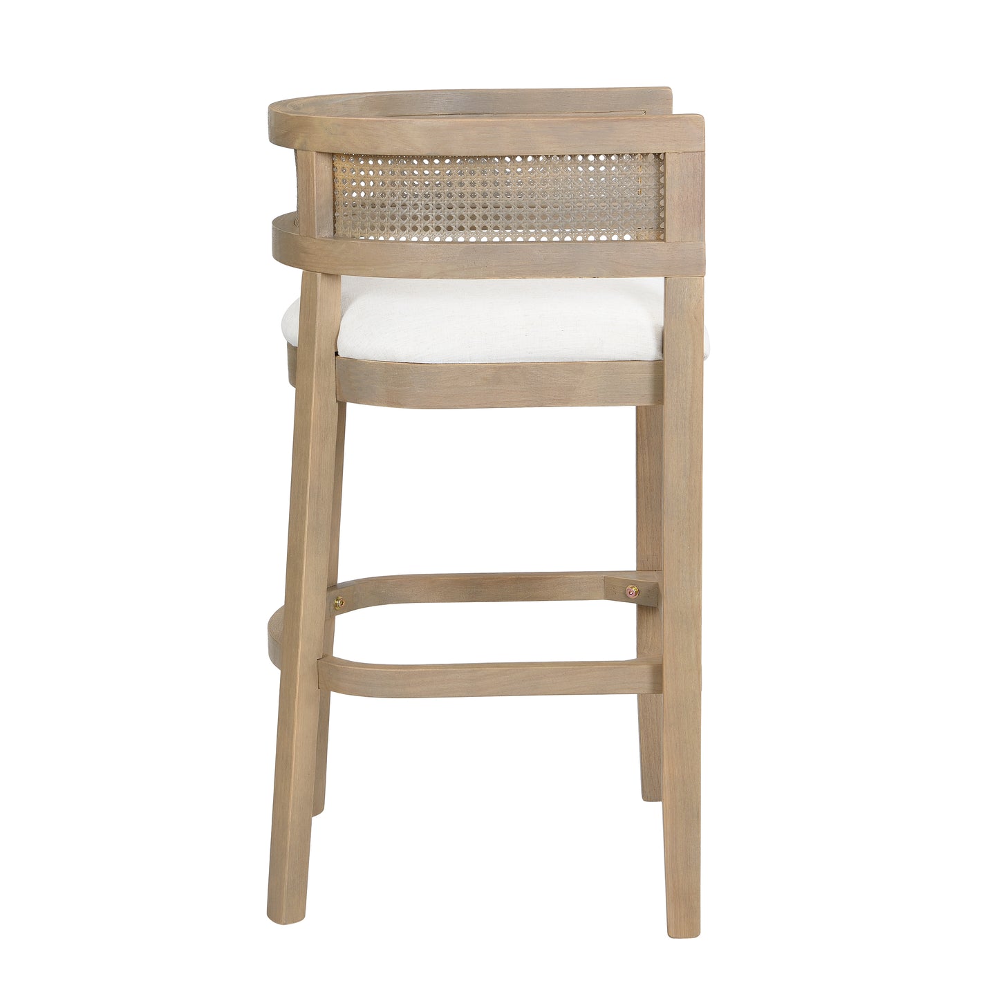 Tiberius Wood And Rattan Upholstered Arm Bar Stools,Set of 2