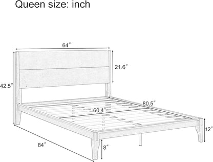 GDFStudio Mid-Century Modern Queen Size Platform Bed Frame, 12 Inch, Solid Bamboo Wood, Eco-Friendly Design with Wood Slat Support, No Box Spring Needed, Easy Assembly, Chocolate Finish