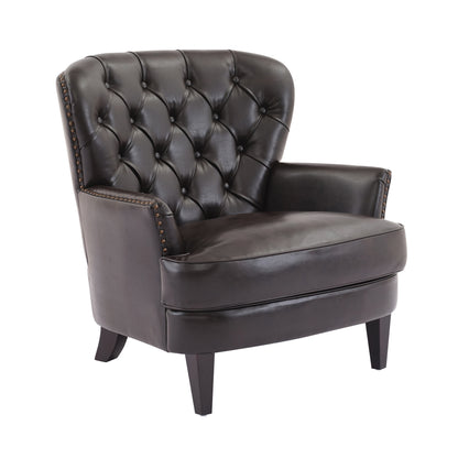 Mirod Vintage-Inspired Upholstered Lounge Chair with Nailhead Trim