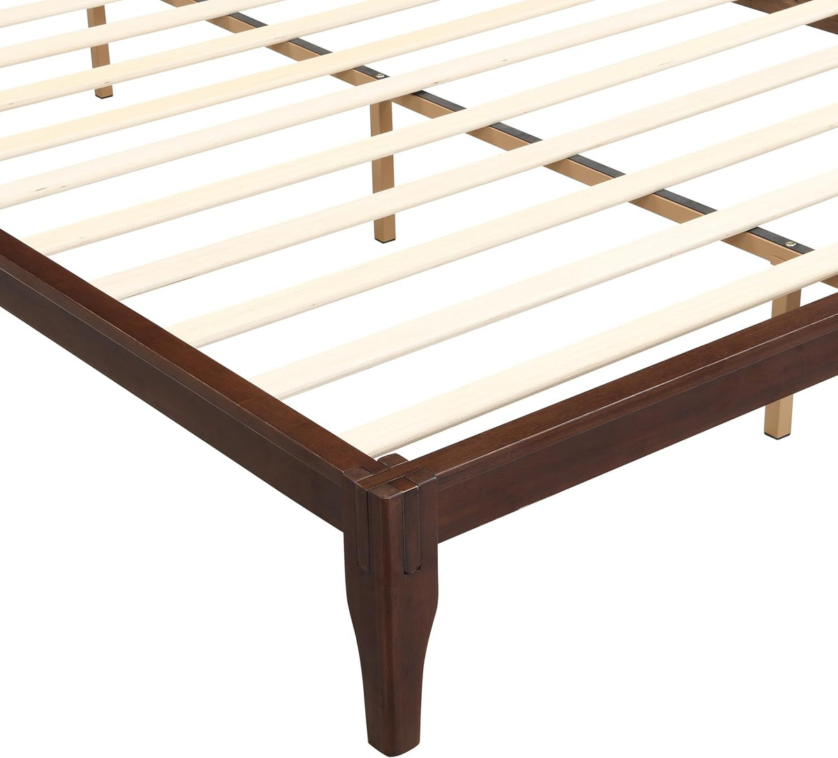 GDFStudio Mid-Century Modern Queen Size Platform Bed Frame, 12 Inch, Solid Bamboo Wood, Eco-Friendly Design with Wood Slat Support, No Box Spring Needed, Easy Assembly, Chocolate Finish