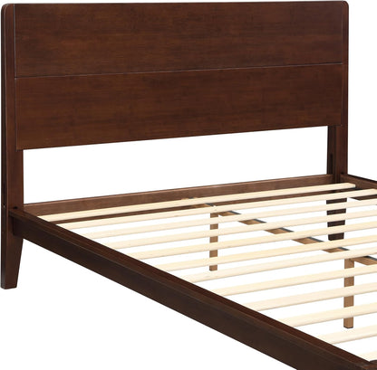 GDFStudio Mid-Century Modern Queen Size Platform Bed Frame, 12 Inch, Solid Bamboo Wood, Eco-Friendly Design with Wood Slat Support, No Box Spring Needed, Easy Assembly, Chocolate Finish