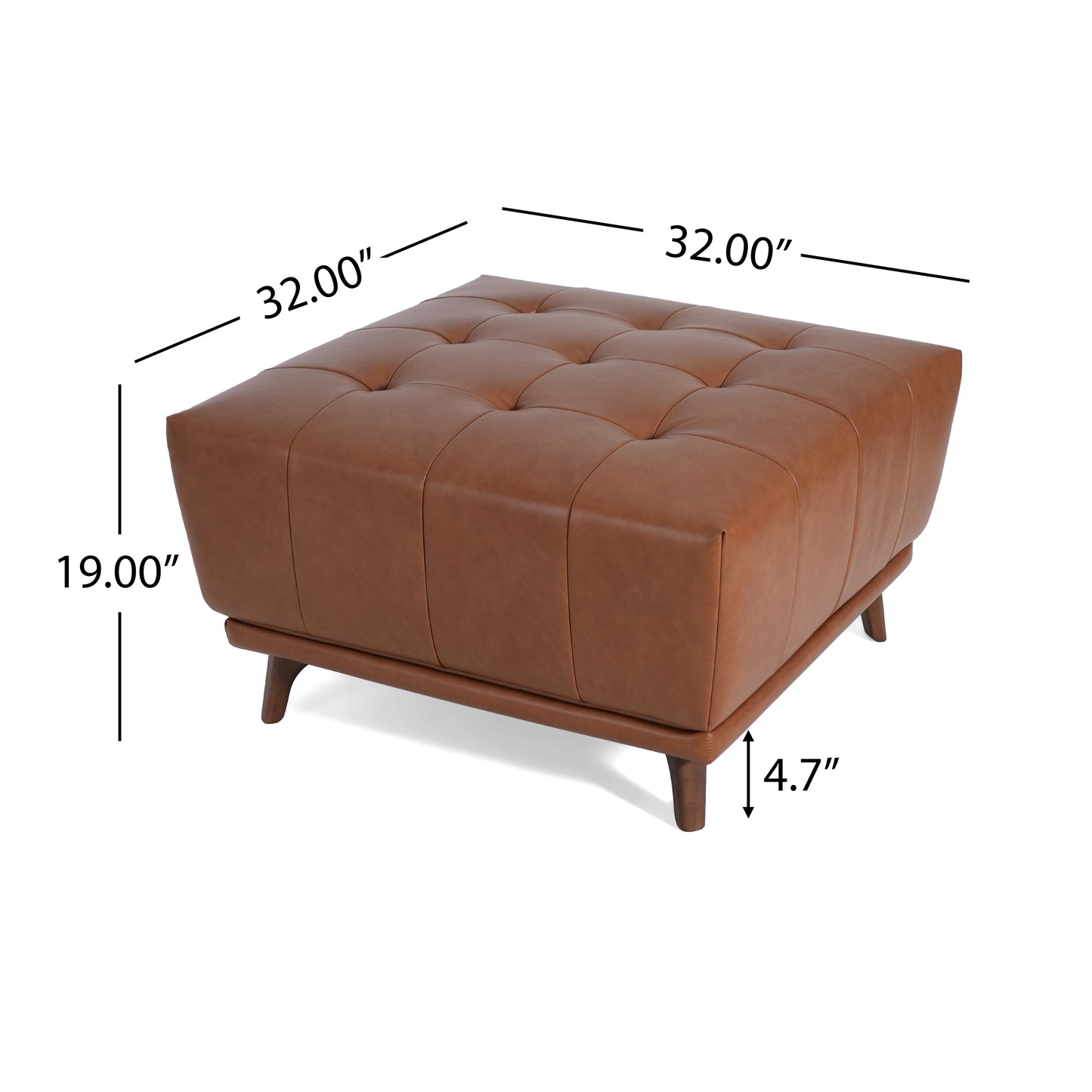 Sonicpeak Mid-Century Modern PU Upholstered Ottoman