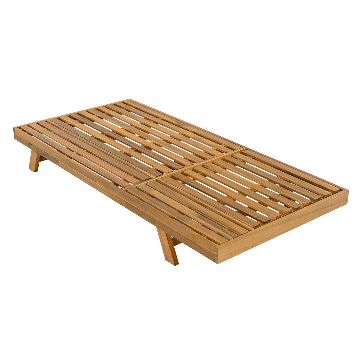Ethereal Kayes Acacia Wood Chaise Lounge with 4'' Cushion, Outdoor 79'' Patio Recliner Chair with 4-Position Adjustable Backrest, Sun Lounger for Poolside Backyard, Teak+Cream