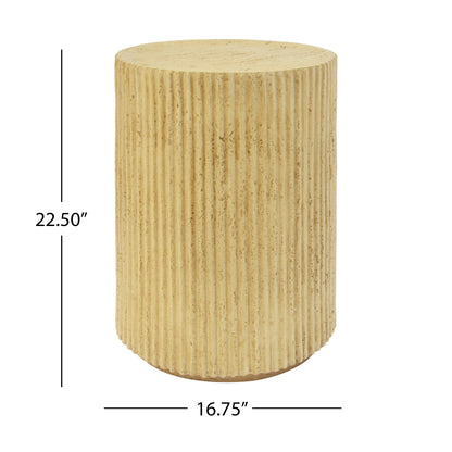 Orson MGO Cylindrical Side Table, Wood-like texture, Antique brown Color