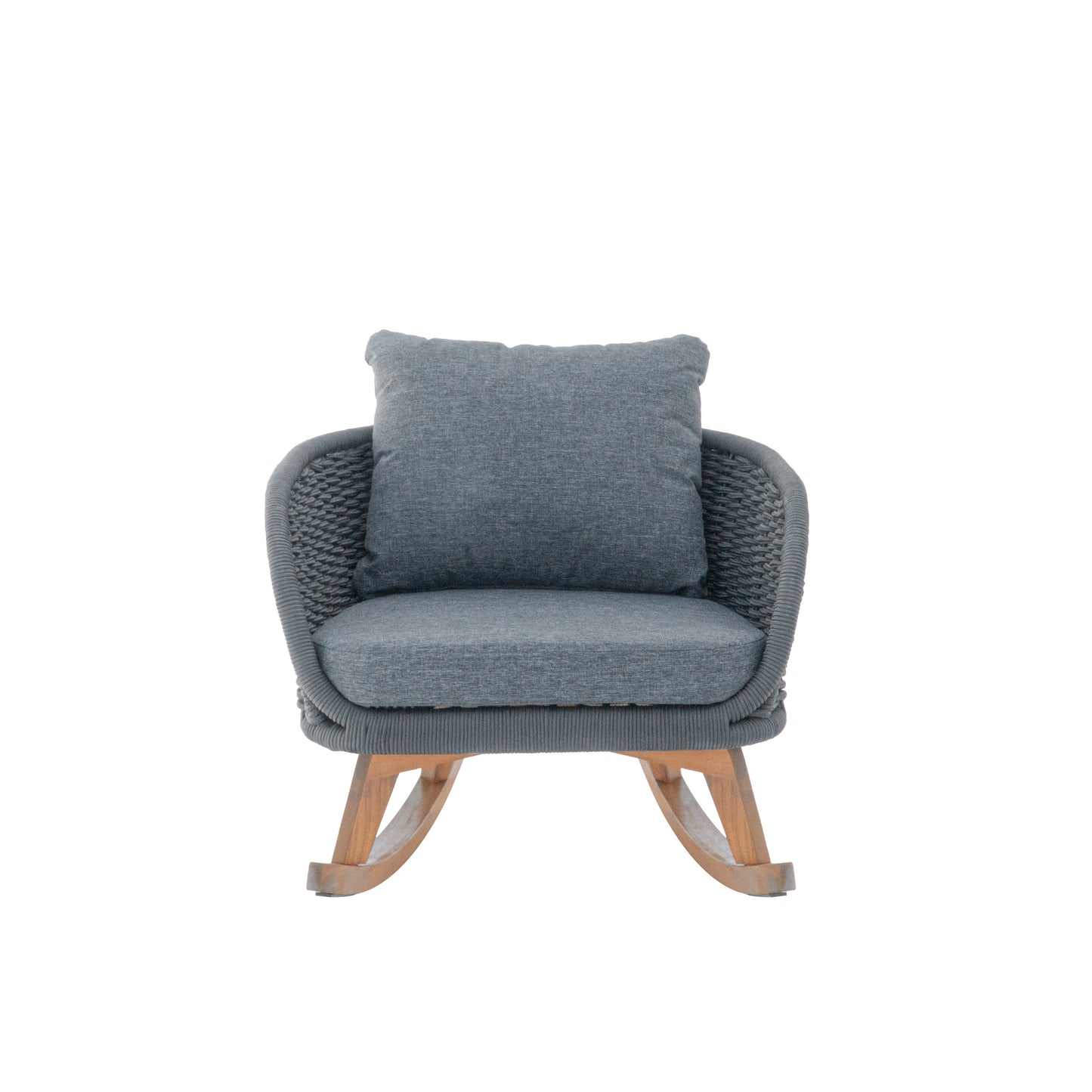 Elarvasir Contemporary Minimalist Beige Wicker Rocking Chair with Soft Polyester Cushions